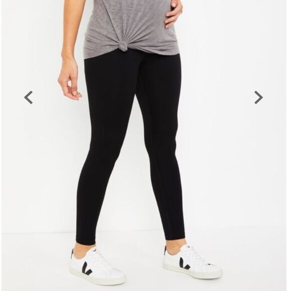 Maternity Leggings Black French Terry Size XS Full Length Thick! - Picture 3 of 10